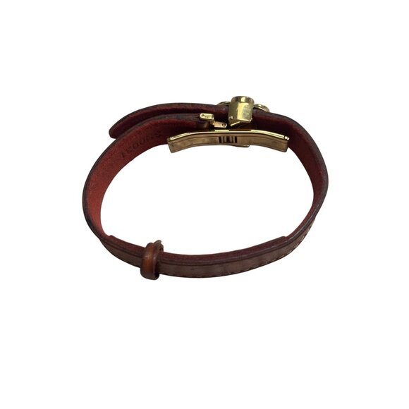 Louis Vuitton Monogram Leather Bracelet With Gold-Tone Floral Clasp - Picture 4 of 10